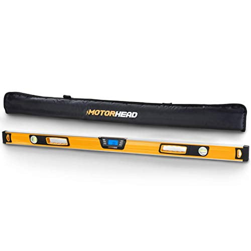 MOTORHEAD 48-Inch 0°-360° SMART DIGITAL Level, LCD Screen, Audible Alerts, Water, Dust & Shock Resistant, Magnetic Bottom, Includes Bag, High-Visibility, Solid-Milled Aluminum, USA-Based Support