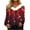 Red, variant on Womens Christmas Slim V-Neck Blouses Faux Furry Collar Pullover Star Snowflake Graphic Printed Tees Long Sleeve Tunic Tops Fall Winter Casual Workout Shirt Yellow