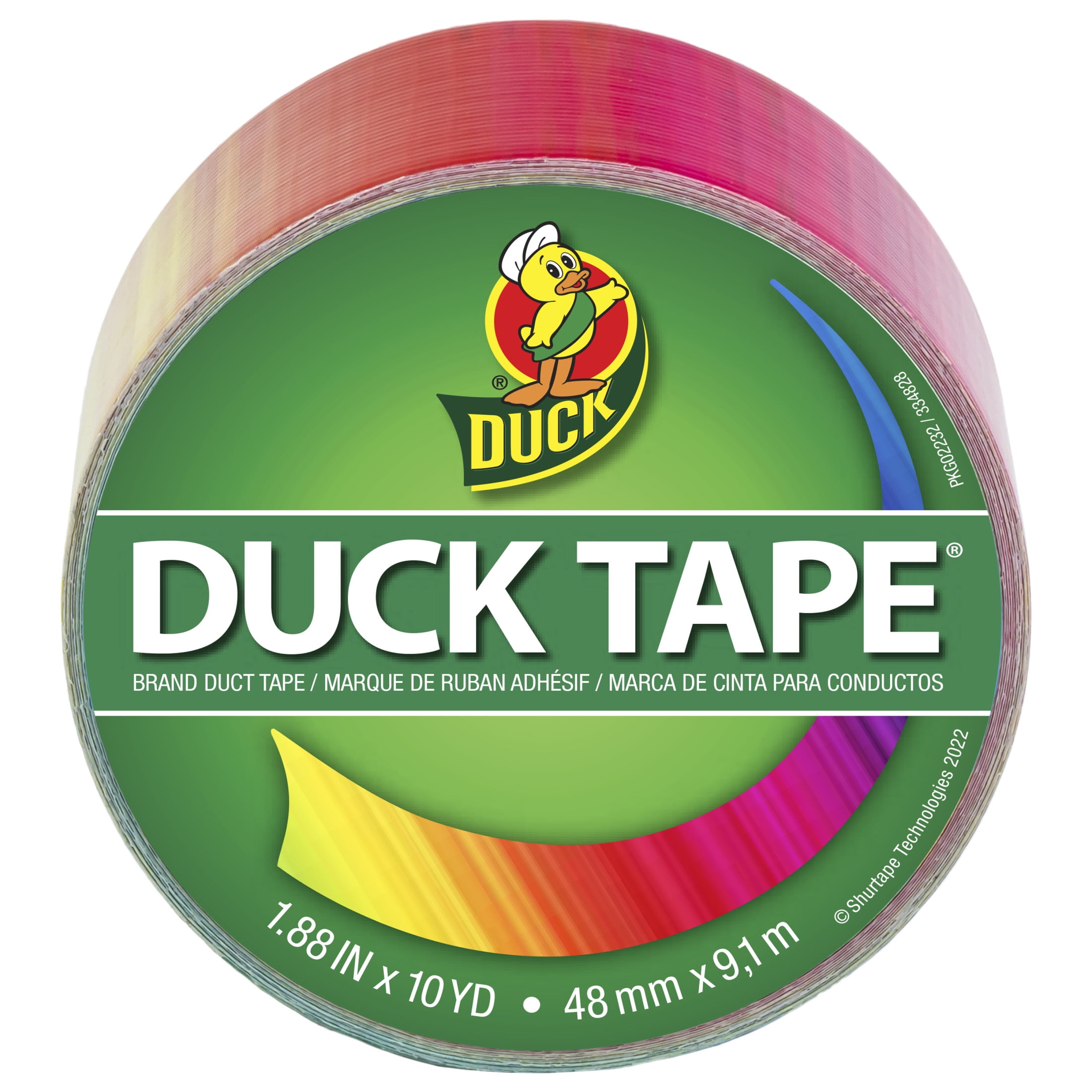 (3 pack) Printed Duck Tape Brand Duct Tape, Ombre Rainbow, 1.88 in. x 10 yd.