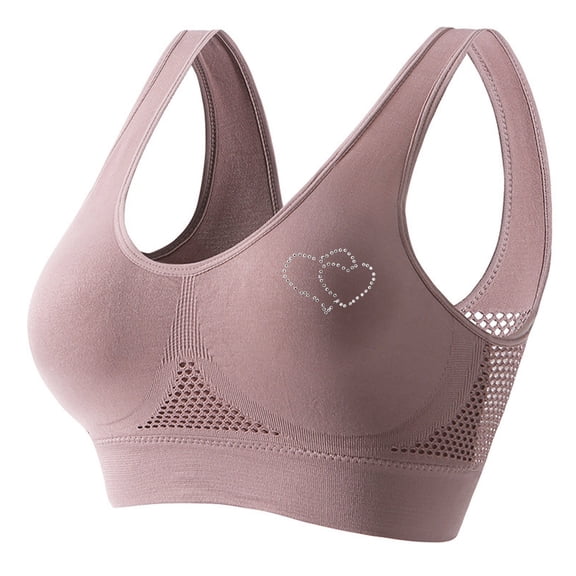 Ltctricy Sports Bras for Women Plus Size Seamless Mesh Cooling Full Coverage Wirefree Yoga Bras Push up Workout Bralettes(Pink,X-Large)