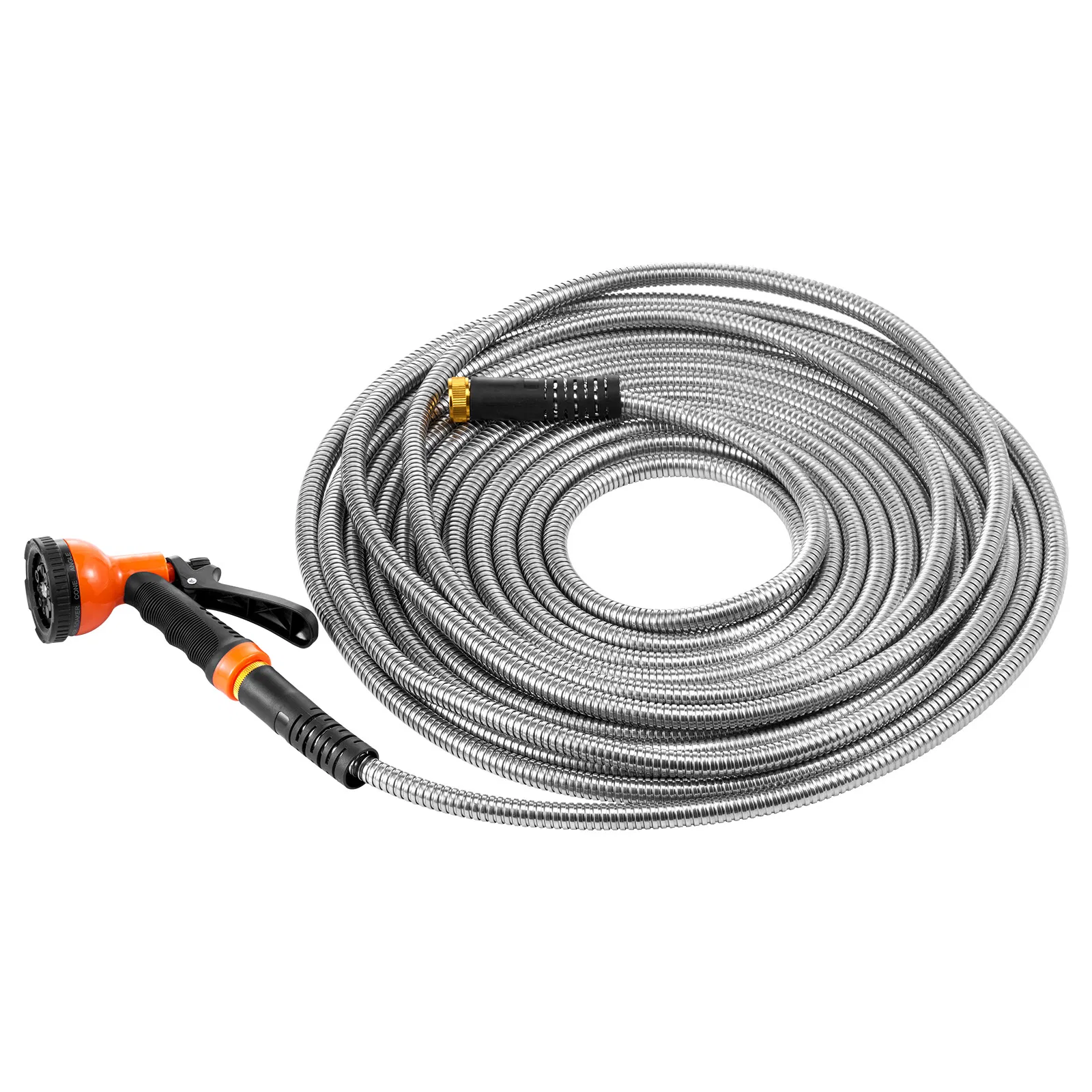 50ft Metal Garden Hose-Rust-Proof Stainless Steel,Heavy Duty Flexible Water Hose with 10 Function Nozzle,Lightweight No-Kink Design for Outdoor Use