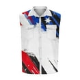 thumbnail image 4 of Abomasnow Men's 4th of July TShirts Sleeveless American Flag Stars Graphic Shirts Button Down Lapel Patriotic Tank Tops with Pockets (S-XXXL), 4 of 5