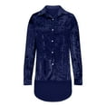 thumbnail image 4 of tarylea Womens Tops Velour Shirts Turn down Collar Button down Tunic Irregular Hem Solid Color Tops Casual Loose Trendy Shirts, 4 of 6
