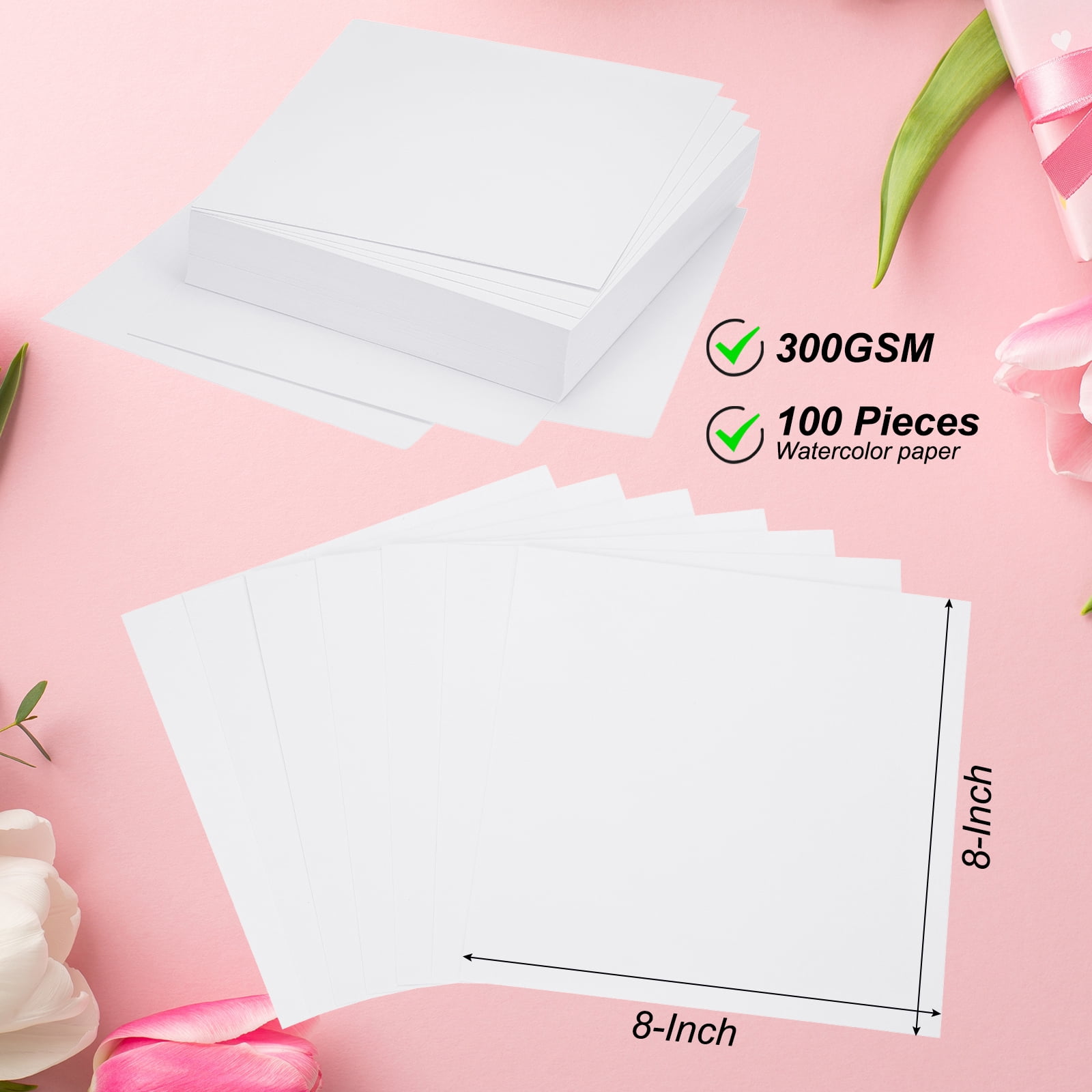 Unique Bargains Pure Cotton Watercolor Paper Water Coloring Paint Paper 8x8 Inch