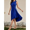 thumbnail image 3 of Women'S Summer Sleeveless Ruched Waist Flowy A Line High Low Midi Cocktail Dress Blue S, 3 of 4