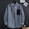 thumbnail image 3 of Thin Spring Summer Autumn Men's Clothing Button Turn-down Collar Striped Man Fashion Casual Loose Office Handsome Pockets Shirts, 3 of 5