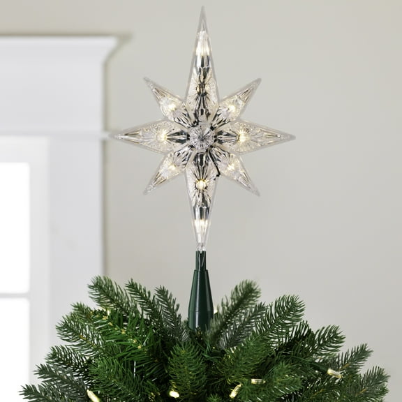 Northlight Lighted Faceted Star of Bethlehem Christmas Tree Topper- 13.5" - Clear Lights