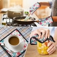 thumbnail image 4 of Pioneer Flower Kitchen Oven Mitt and Pot Holder Sets 2 Pcs for Baking, Cooking and Grilling, Heat Resistant Up To 392 °F, 4 of 7