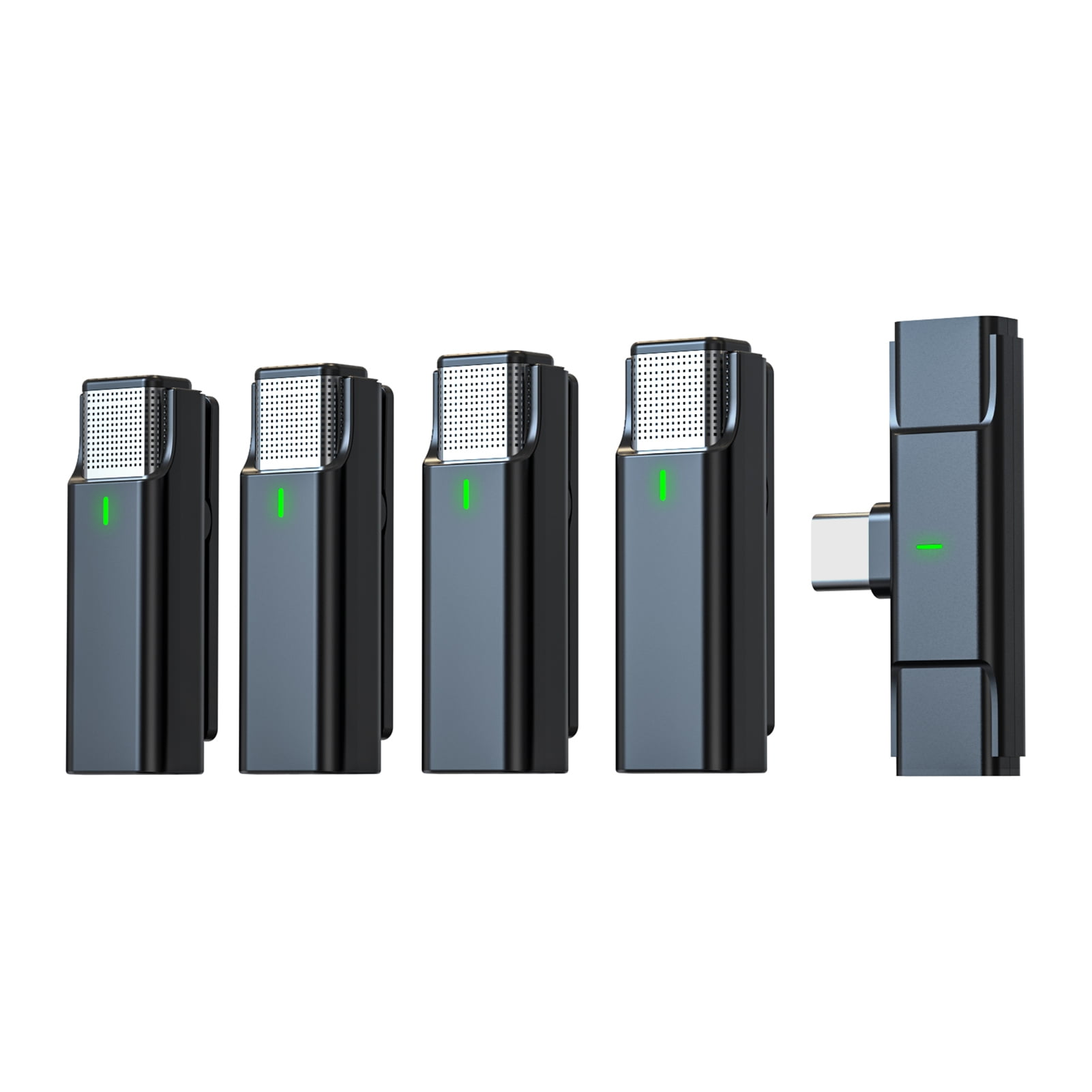 Wireless One-Trigger-Four 2.4G Wireless Microphone System Clip-on Microphone For Phone Omnidirectional Lapel Mic Auto Pairing Intelligent Noise Cancellation 100M Transmission Range