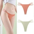 thumbnail image 2 of Womens Ice Silk Unseamed Thongs Low Waist High Cut Bikinis Underwear Hipsters T Back Panties, 2 of 9
