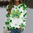 thumbnail image 2 of St Patricks Day Shirt Women Crewneck Graphic Sweatshirts Clover Shamrock Four Leaf Shirt Casual Pullover Long Sleeve Holiday Tops, 2 of 4