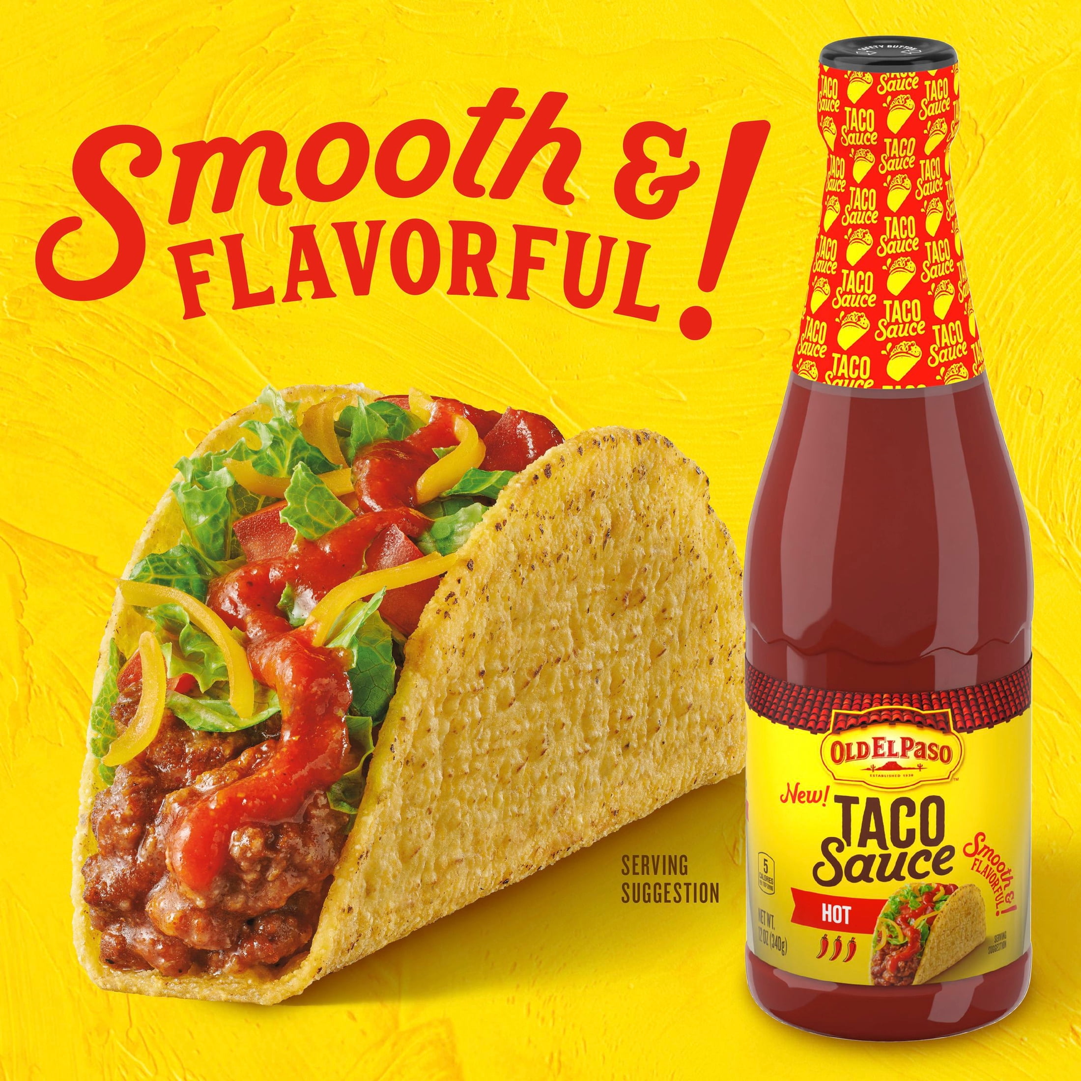 (2 pack) Old El Paso Taco and Enchilada Sauce, Hot, Meal Prep, 12 oz