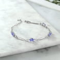 thumbnail image 3 of Gem Stone King 925 Sterling Silver Blue Tanzanite and White Lab Grown Diamond Tennis Bracelet for Women | 3.30 Cttw | Gemstone December Birthstone | Oval 7X5MM | 6 inch + 1 inch Extender, 3 of 3