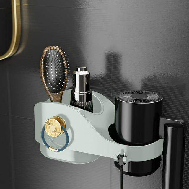 Fiudx Soporte de Pared para Secador de Pelo, Organizador Autoadhesivo, Fácil Instalación, Estante de Baño Que Ahorra Espacio, Tamaño Universal para La Mayoría de Secadores, Diseño Minimalista Moderno