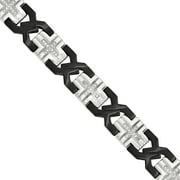 PRECIOUS ACCENTS CZ Stainless Steel Brushed and Polished Black IP-Plated Bracelet