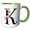 Green/White, variant on 3drose, Pretty Pink Magnolia Flower Monogram Initial K, 11oz Two-tone Black Mug