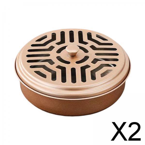 2x Soporte de Bobina de Acero Inoxidable, Soporte de Incienso Práctico, Ligero Y Reutilizable, Cubierta de Caja de Incienso para Jardín, Terraza Inter 2 piezas