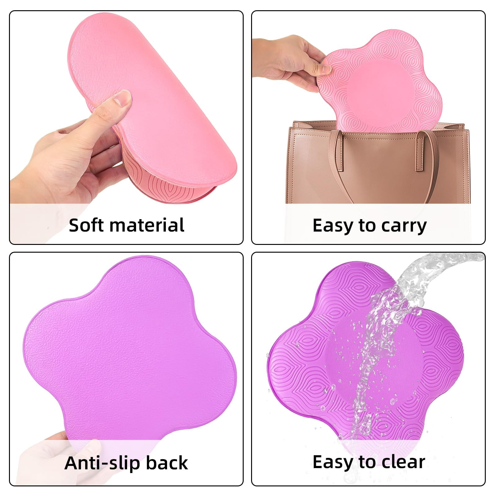 Yoga Knee Pads, Set of 4, Cushions for Knees and Elbows, Fitness, Meditation, Kneeling, Balance, Floor, Pilates (Pink Purple)