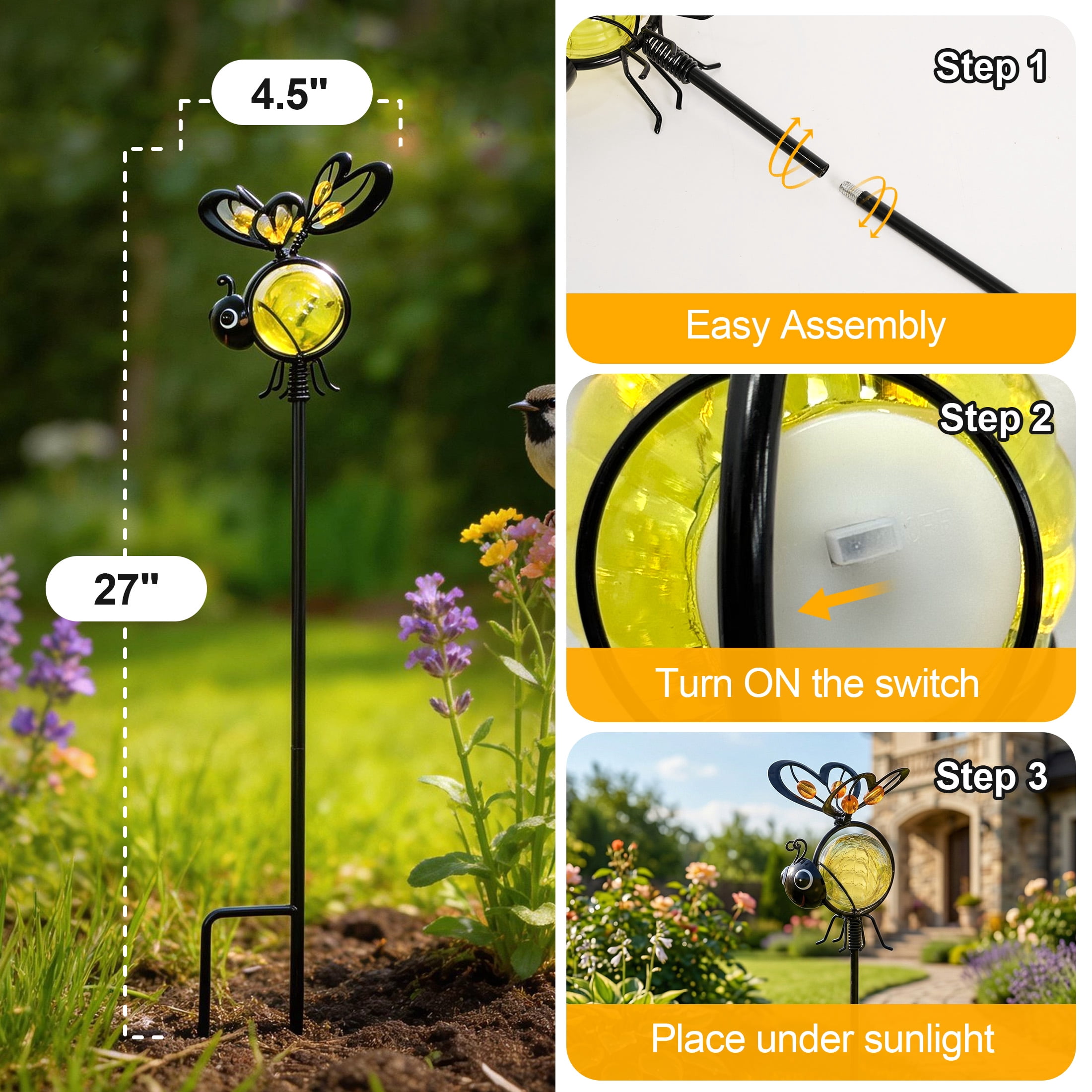 The Growing Ground Solar Bug Garden Stake Light, 27"