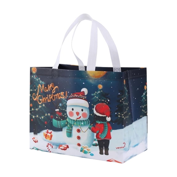 Elainilye Christmas Gift Bags Non-Woven Reusable Shopping Totes with Handles for Holiday Party Favors Gift Wrapping Packaging 5 Pack 10x13x7 Inches