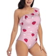 thumbnail image 5 of Balery Strawberry And Heart One Shoulder Swimsuits for Women Ruffle Swimsuits Tummy Control One Shoulder Bathing Suits-, 5 of 8