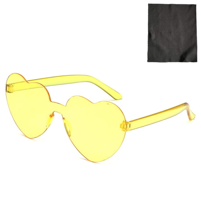 Lunettes à Moins de 5 $ Lunettes Multicolores en Forme de Cœur Sans Monture Lunettes de Soleil Transparentes Couleur Bonbon Lunettes Sans Monture