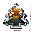 thumbnail image 3 of Metal Hanging Christmas Tree-Shaped Wind Decorations - Elegant Garden Spinners with Concentric White Lines for a Festive, 3 of 7