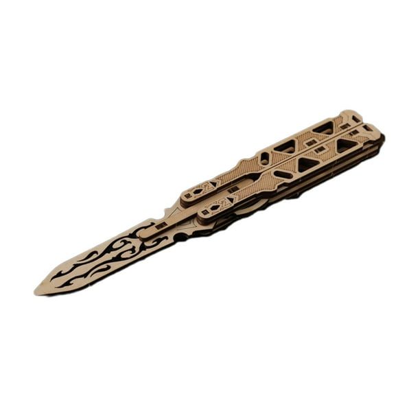 Wooden Folding Karambit Butterflies Knife Model Premiums Basswood Puzzle Toy Smooths Foldable Designs Mortise Tenons Structure Logics Building DIY Assembly Kit