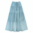 thumbnail image 7 of Women Polka Dot Midi Skirt Large Ruffle Hem Tie Waist A Line Flowy Casual Skirt with Drawstring for Daily Wear Sky Blue S(S), 7 of 7