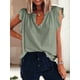 thumbnail image 5 of Blusa Informal de Verano con Volantes y Corta para Mujer, Cuello en V, Elegante, para Oficina, Color Verde, Talla XL, 5 of 7