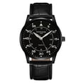 thumbnail image 2 of Resicozy Mens Black Watch Leather Strap Small Watch with Black Dial Casual Fashion Quartz Wristwatch Black#1, 2 of 4