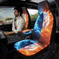 thumbnail image 2 of Xixirimido Car Seat Protection Set 5 Pieces Breathable PU Leather Front Seat Covers with Seat Belt and Console Covers Universal Fits Most Cars, Wolf Red Blue Fire, 2 of 8