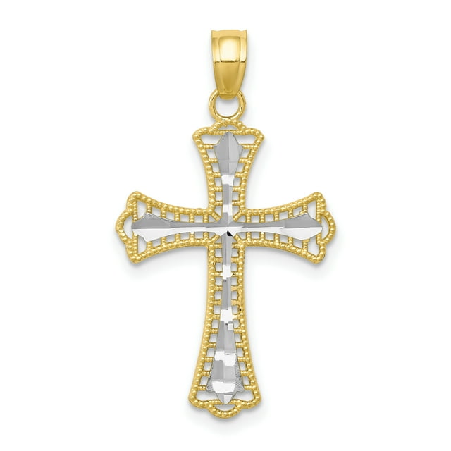 10k Yellow Gold Cross Necklace Charm Pendant Religious