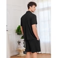 thumbnail image 2 of EKOUAER Mens Pajamas Set Short Sleeve Sleepwear Button Down Soft Loungewear 2 Piece Pj Shorts Sets with Pockets, 2 of 6