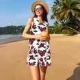 thumbnail image 3 of Logiee Rose Flowers Print Summer Dresses for Women,Beach Sleeveless Flowy Pocket Tshirt Tank Sundresses,Women's Sleeveless Dress, 3 of 7
