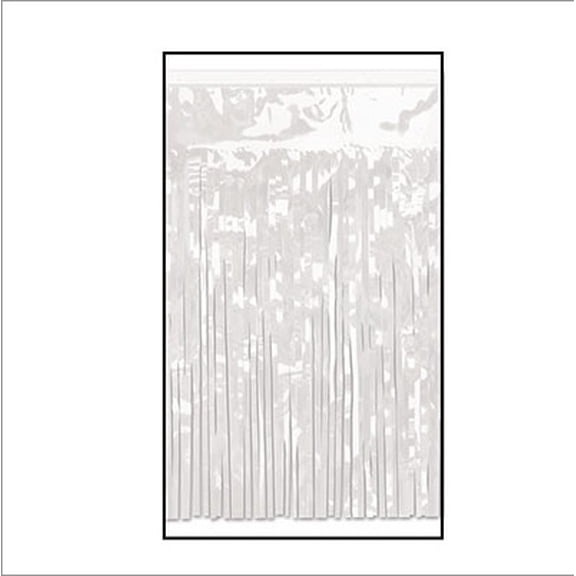 Pack of 6 White  Metallic 2-Ply Hanging Fringe Drape Streamer Party Decorations 10'