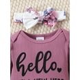 thumbnail image 5 of HWJAD Newborn Infant Baby Girl Clothes Outfits Rib Romper Floral Pants with Headband Hat Winter Clothing Set, 5 of 9