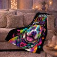 thumbnail image 6 of Rescued Love Runs Deep Dog Portrait, Uplifting Graphic Style for Dog Lovers, Rainbow Rescue Quote and Pet Adoption Gift, Soft Flannel Blanket for Bedroom and Family Room, Pet Home Decor, 6 of 9