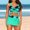 Green swimsuit for women, variant on Bathing Suit for Women Wycnly Womens Bikini Sets Three Piece Swimsuits for Women Summer Hawaiian Leaves Print Swimwear Tie Front Tankini Swimsuits with Skirt and Shorts