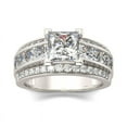 thumbnail image 4 of Oryn Jewelry 14K White Gold Plated Band - 1.7 Ct Princess Cut Moissanite Band for Women - Wedding Jewelry Moissanite Bands - Bridal Anniversary Channel Ring, 4 of 6