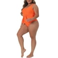 thumbnail image 4 of Agnes Orinda Women's Plus Size 1 Piece Swimsuits High Waisted Tummy Control Push Up Beach Vacation Bathing Suits 2X Orange, 4 of 7