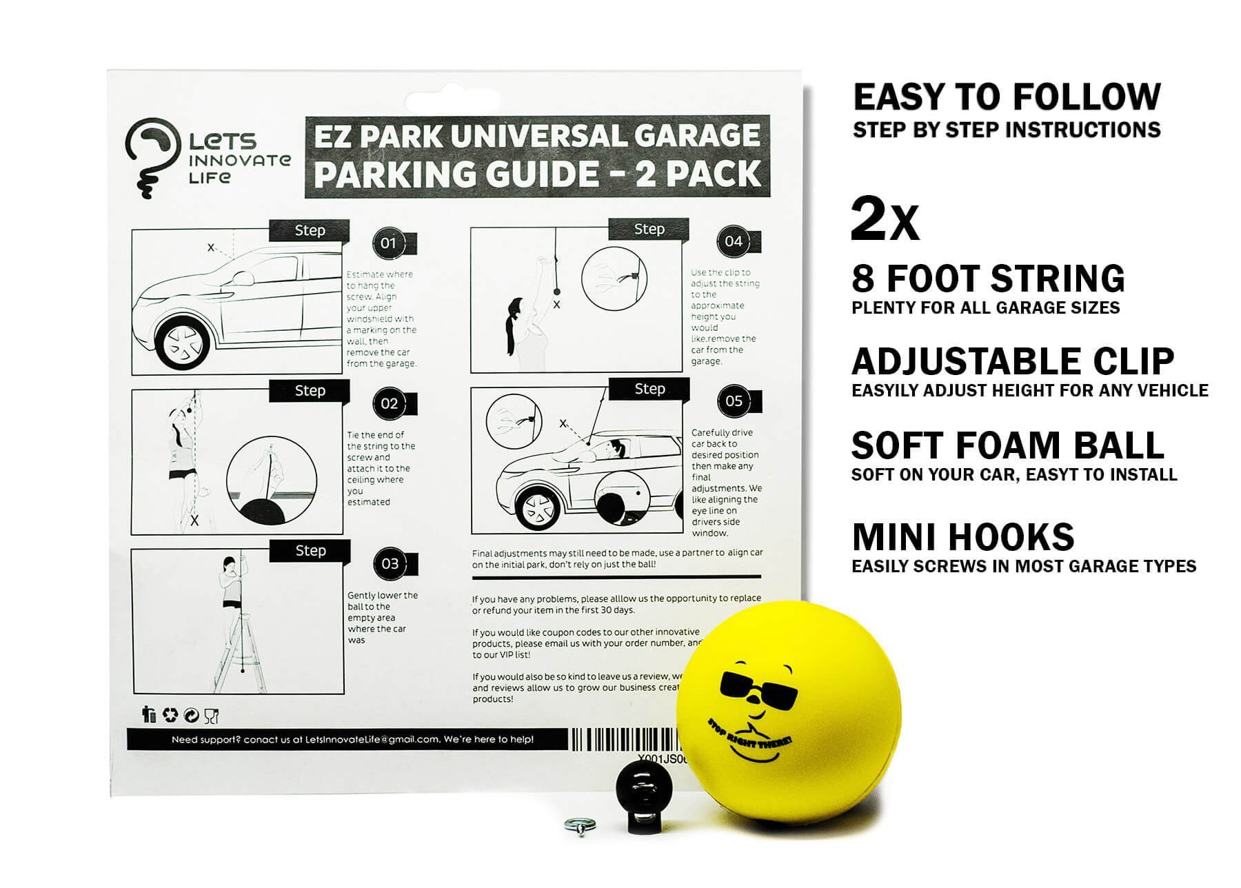 Double Garage Parking Aid Simple to install adjustable p... Ball Guide System 