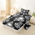 thumbnail image 2 of Homewish Spooky Halloween Skull Twin Sheets,Retro Damask Bedding,Black White,3pcs,1 Fitted Sheet and 1 Pillowcase, 2 of 6