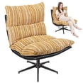 thumbnail image 6 of Fompes Swivel Lounge Chair with 360-degree Swiveling,Yellow Rocking Swivel Accent Chair,Oversized Comfy Reading Chair,3 Levels Adjustable Backrest, 6 of 13