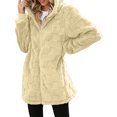 thumbnail image 5 of Women's Fashionable Casual Warm Thick Plush Striped Embossed Button Hooded Cardigan Coat Gold XXL, 5 of 6