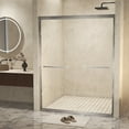 thumbnail image 3 of PAPROOS 50"-54" W x 72" H Framed Double Sliding Shower Door, Modern Tub Door with 1/4” (6 mm) Clear Tempered Glass, Bathtub Door with Stainless Steel Handle, SGCC Certified, Brushed Nickel, 3 of 9