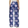 thumbnail image 4 of QAFOPEH Women Leaves Print Tie Waist Wide-Leg Casual Pants, 4 of 4