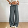 thumbnail image 2 of ZHYou Sweatpants for Women Cotton Linen Baggy Fit Drawstring Wide Leg Elastic High Waist Casual Pull On Jogger Pants,Dark Gray,Size S, 2 of 9
