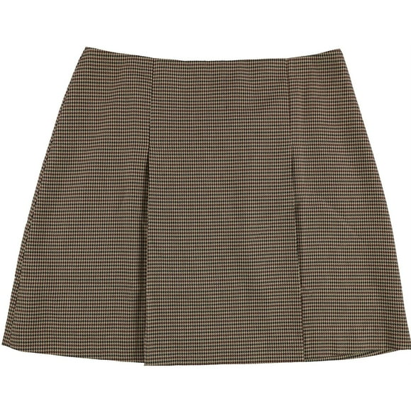 Tahari Womens Houndstooth Pleated Skirt, Beige, 12