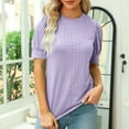 thumbnail image 2 of Kovlvoll Womens Short Sleeve Tops Summer Eyelet Crew Neck Solid Color Loose Casual Top T-Shirts, 2 of 7